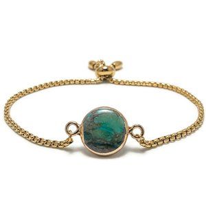 🎉NWT Full Circle Adjustable Slide Bead Box Chain Gold Imperial Jasper Bracelet